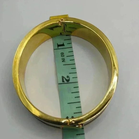 J CREW Enamel Bangle bracelet cream gold navy - Picture 6 of 7